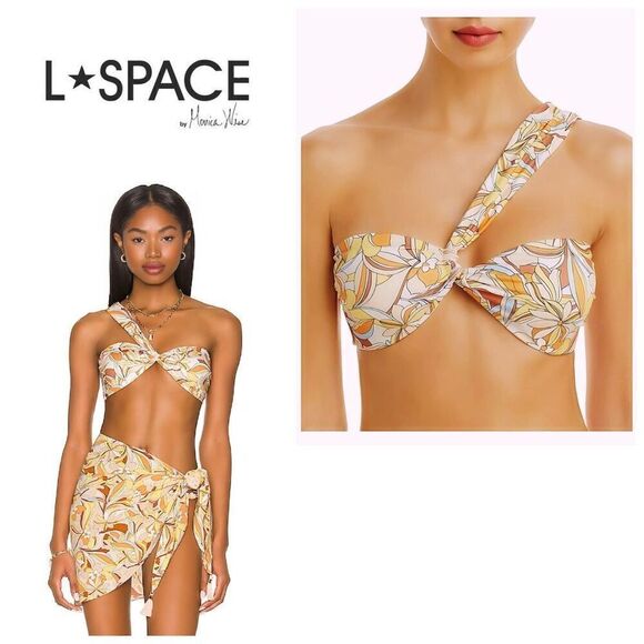New. L*SPACE floral one shoulder twist bikini top. Small. Retails $114 - Picture 2 of 12